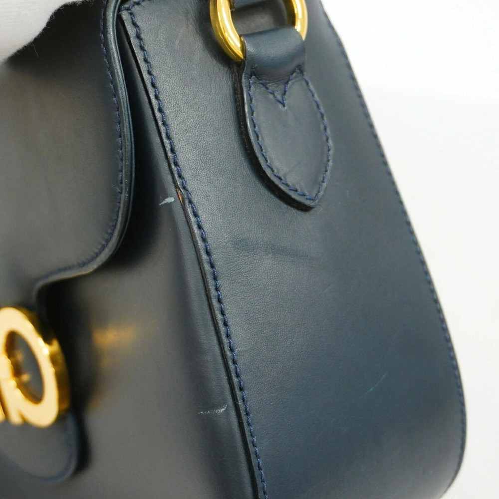 Salvatore Ferragamo Gancini Leather Shoulder Bag, Navy, Women's - Picture 7 of 12